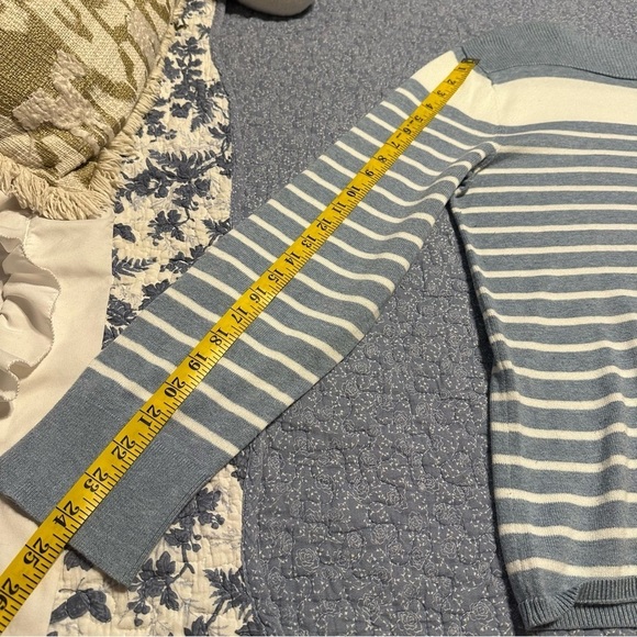 Chaps Sweater Blue & White Boat Neck Long Sleeves Coastal Prep Nautical Size XXL - Picture 11 of 11